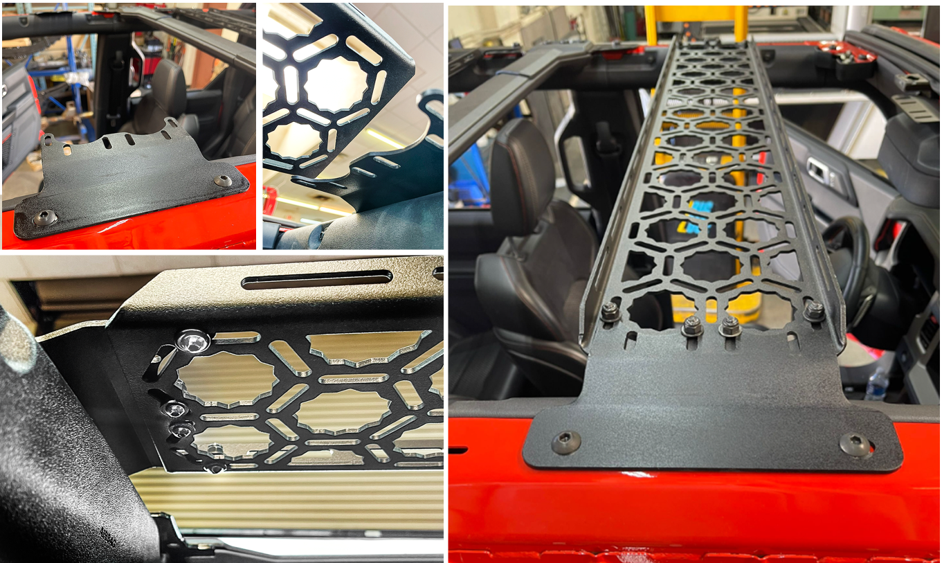 Inside roof panel mount for 2021 Bronco by Adapt-A-Panel, featuring a durable design for secure installation.