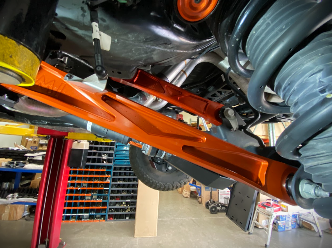 Billet aluminum rear upper suspension arms with ultra-flex joints for 2022 Bronco Raptor, showcasing durability and performance.