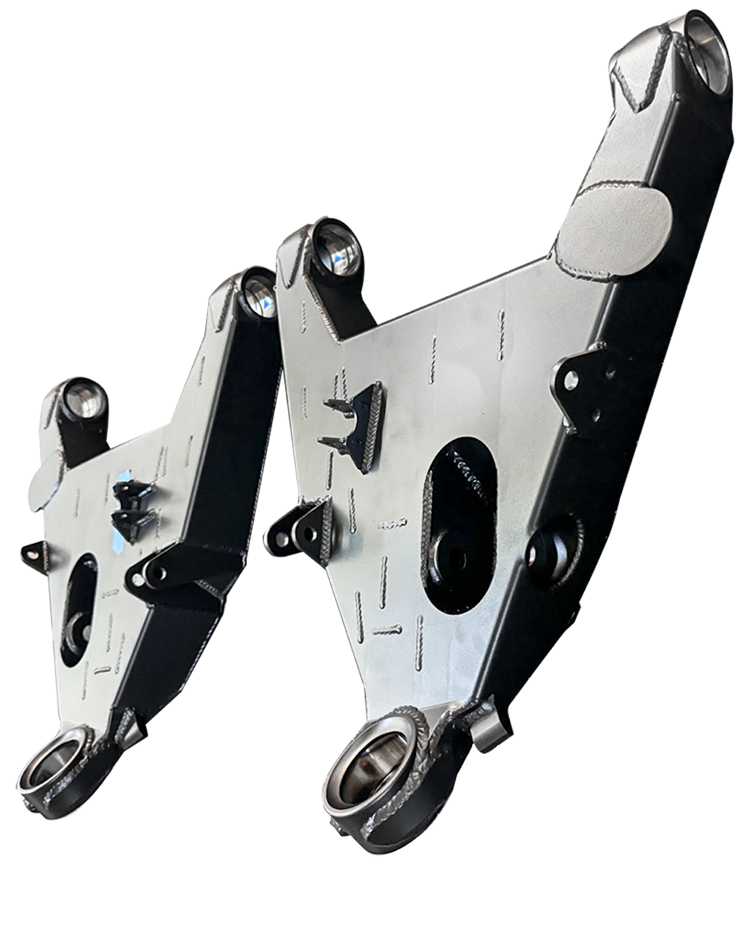 Fabricated lower control arms for 2022+ Bronco Raptor, designed for stock width, enhancing off-road performance and durability.