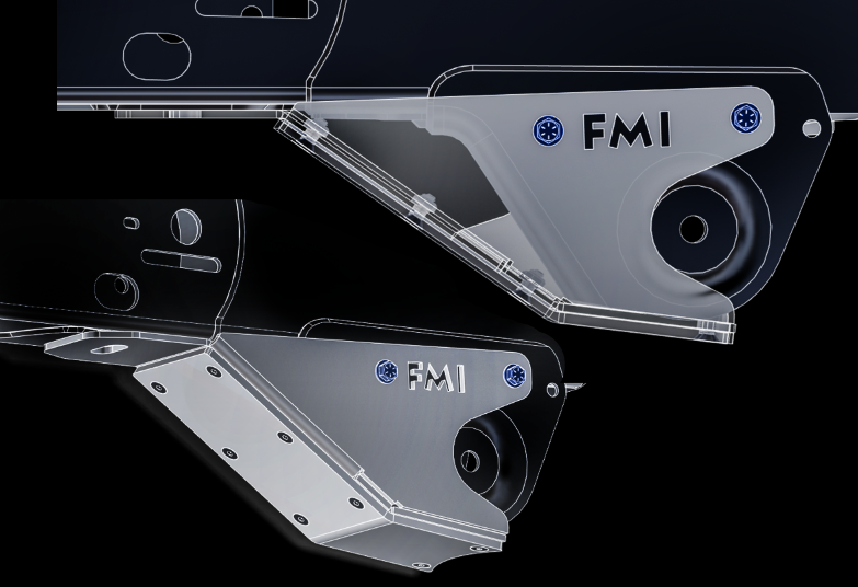 2022+ Bronco Raptor rear lower arm frame guard with HDPE slide, designed for enhanced protection and durability.