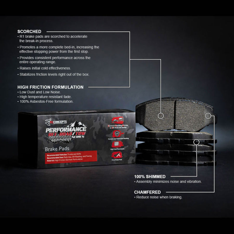 R1 2018-2025 Jeep Wrangler Rear Performance Off-Road/Tow Brake Pads & Hardware Kit