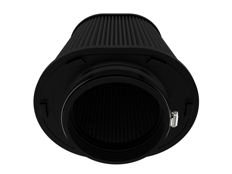 afe Magnum FORCE intake replacement air filter with inverted design, featuring a black cylindrical shape and pleated filter material.