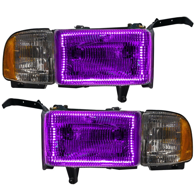 Oracle 94-02 Dodge Ram Pre-Assembled Halo Headlights - ColorSHIFT w/o Controller