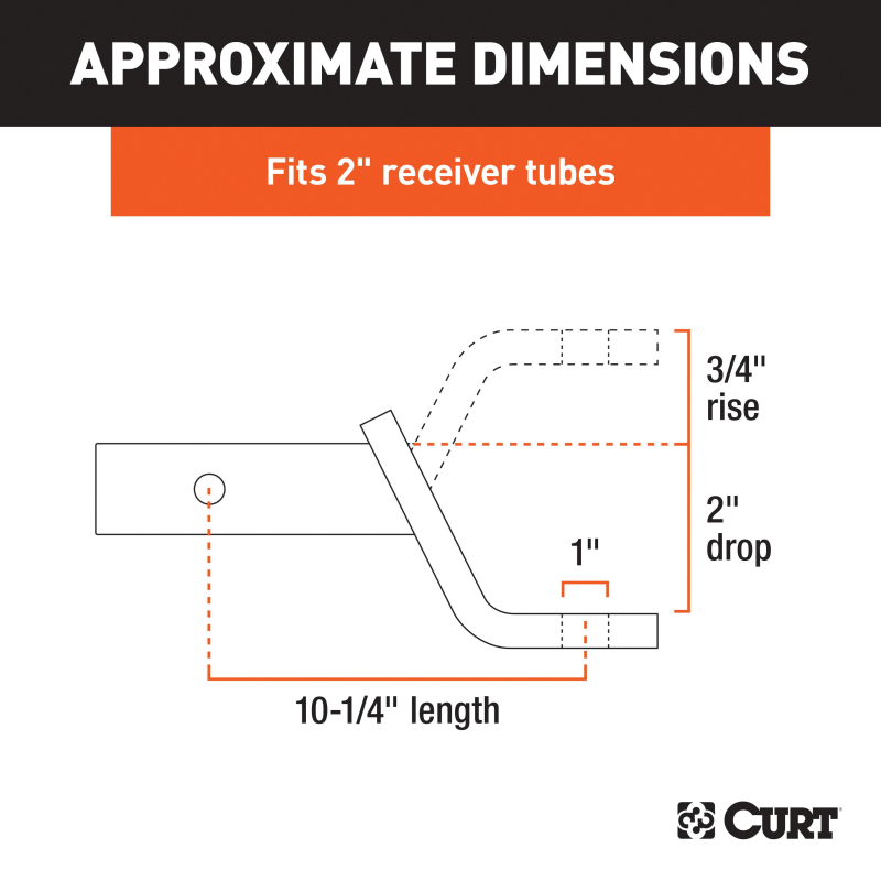 CURT Class 3 Ball Mount, Imported (2" Shank, 7,500 lbs., 2" Drop, 10-1/4" Long) Model 45840