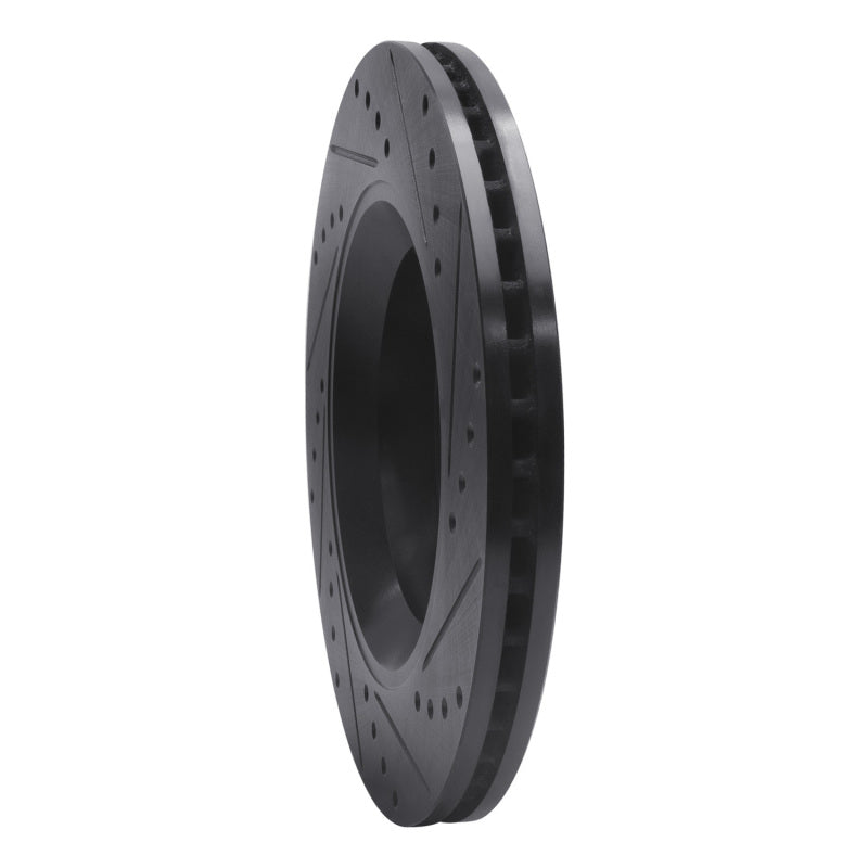 R1 12-18 Jeep Wrangler Front Left Drilled & Slotted Black Brake Rotor