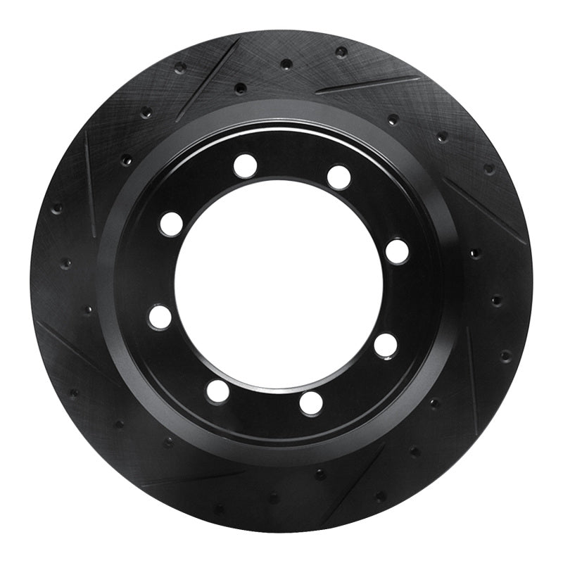 R1 99-04 Ford F-350 Super Duty 2WD Rear Left Drilled & Slotted Black Brake Rotor