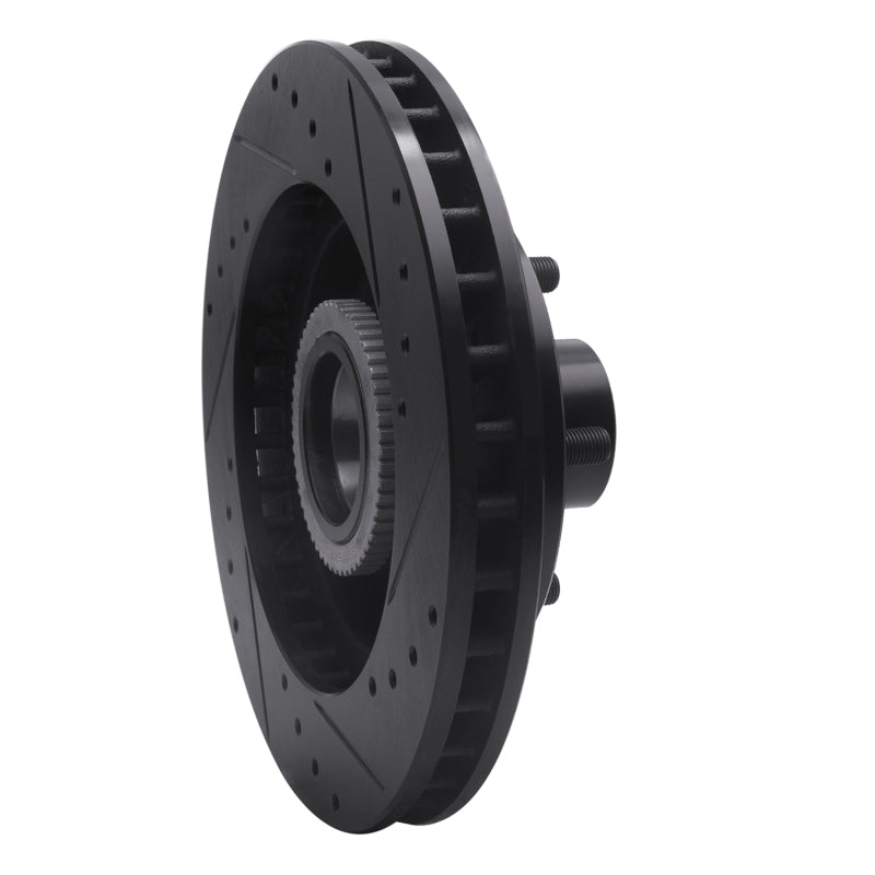 R1 1992-2002 Chevrolet C1500 Suburban Front Left Drilled & Slotted Black Brake Rotor