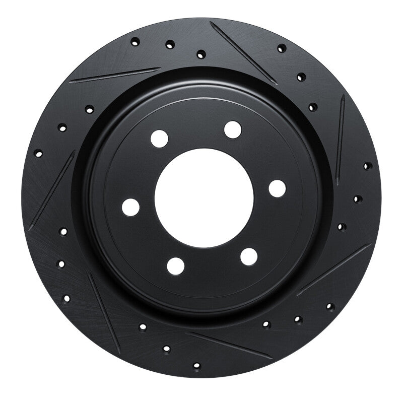 R1 2021-2025 Ford F-150 RWD Rear Right Drilled & Slotted Black Brake Rotor