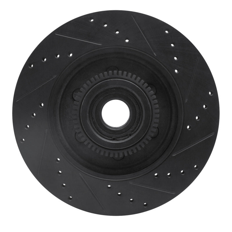 R1 04-08 Ford F-150 RWD Front Left Drilled & Slotted Black Brake Rotor