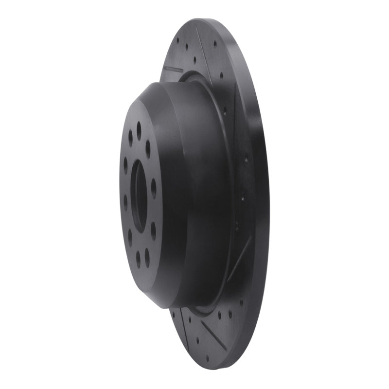 R1 18-25 Jeep Wrangler Rear Right Drilled & Slotted Black Brake Rotor