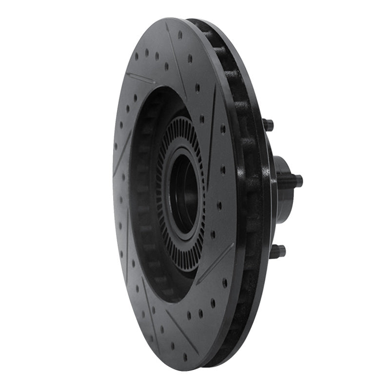 R1 95-11 Ford Explorer Front Left Drilled & Slotted Black Brake Rotor