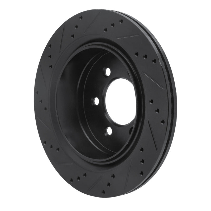 R1 12-20 Ford F-150 4WD Rear Right Drilled & Slotted Black Brake Rotor