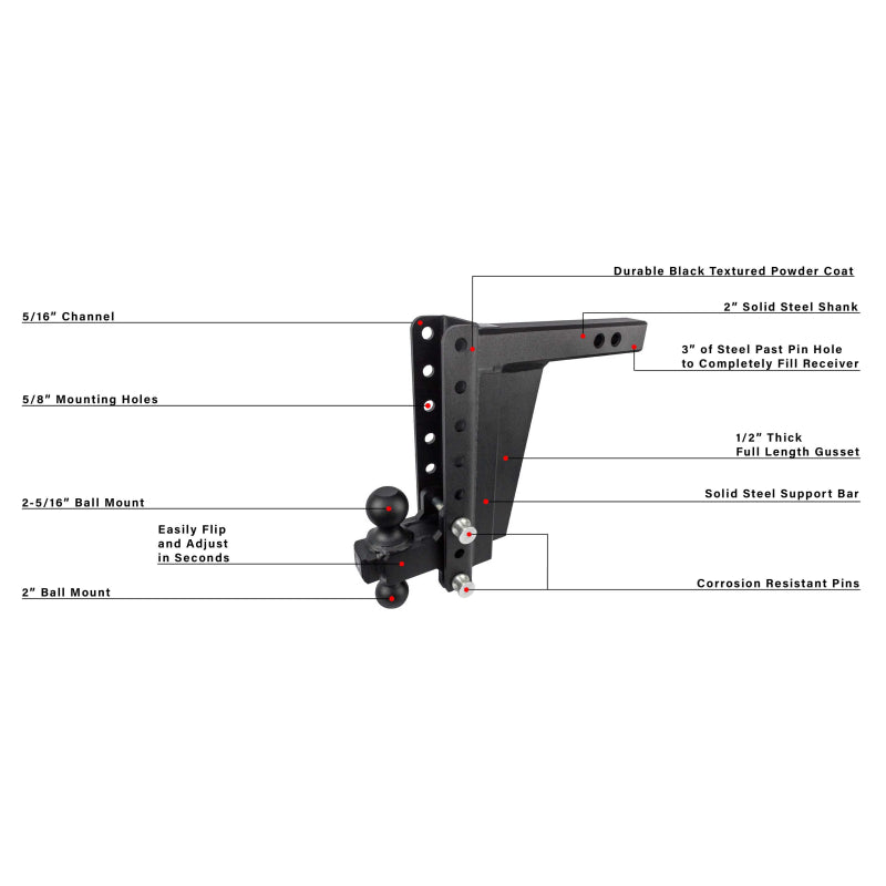 BulletProof Hitches 2.0" Extreme Duty 10" Drop/Rise Hitch Model ED2010