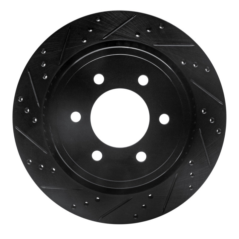 R1 15-17 Ford F-150 4WD Rear Left Drilled & Slotted Black Brake Rotor