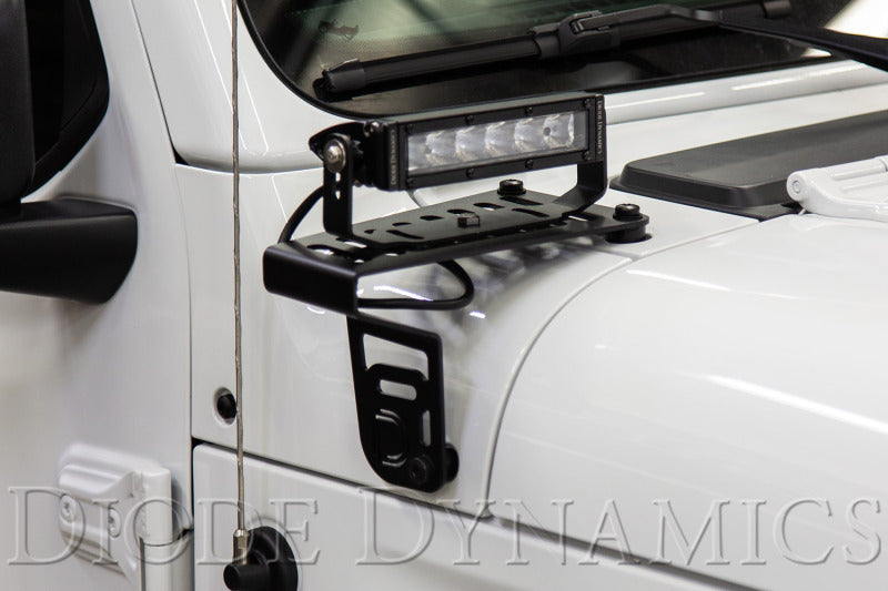 Diode Dynamics 18-21 Jeep JL Wrangler/Gladiator SS6 Cowl LED Bracket Kit - White Driving