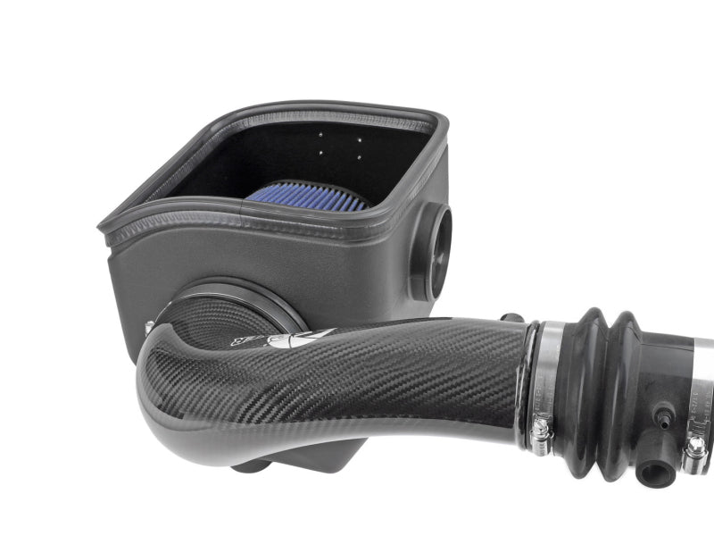 afe Track Series Open Element Intake for Nissan Patrol Y61, featuring a carbon fiber intake pipe and high-performance filter.