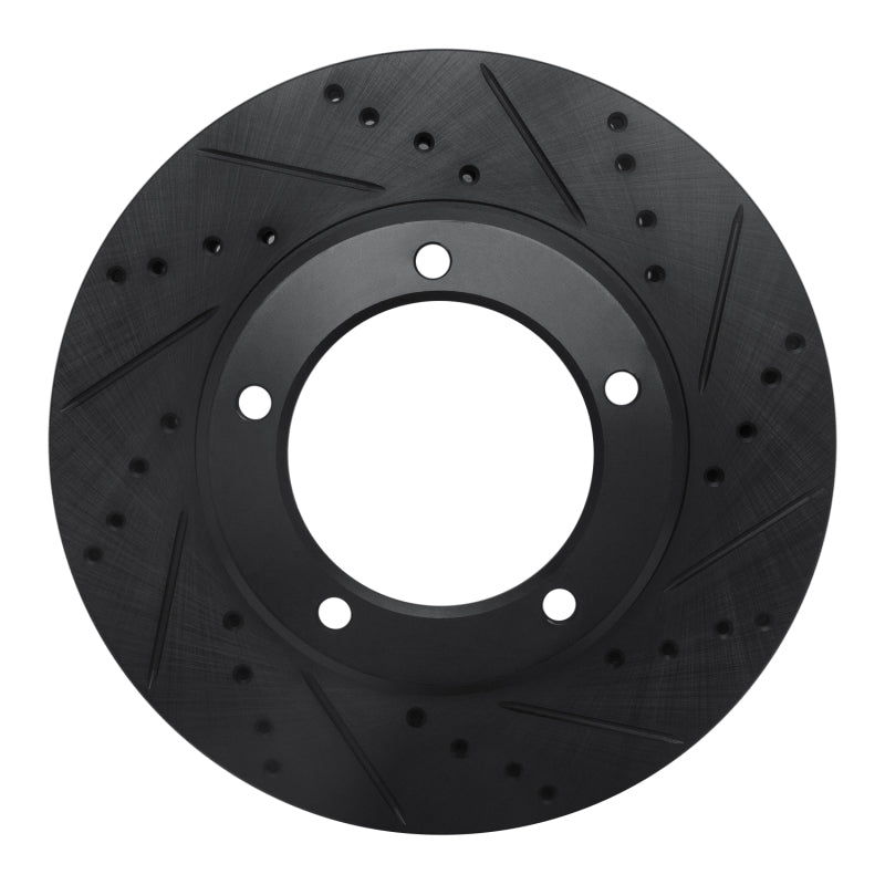 R1 98-07 Lexus LX470 Front Right Drilled & Slotted Black Brake Rotor