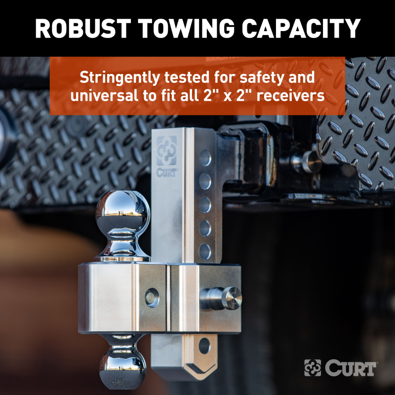 CURT AlumaLite Adjustable Aluminum Hitch with Dual Ball, 7-1/2" Drop Model 45365