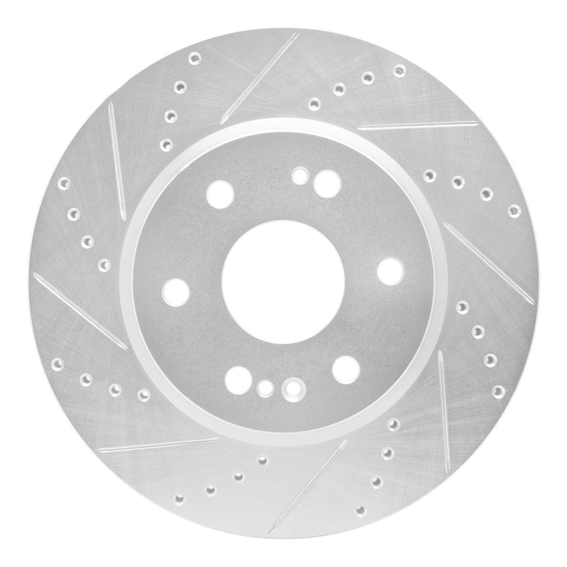R1 2019-2026 Cadillac Vistiq Front Left Drilled & Slotted Silver Brake Rotor