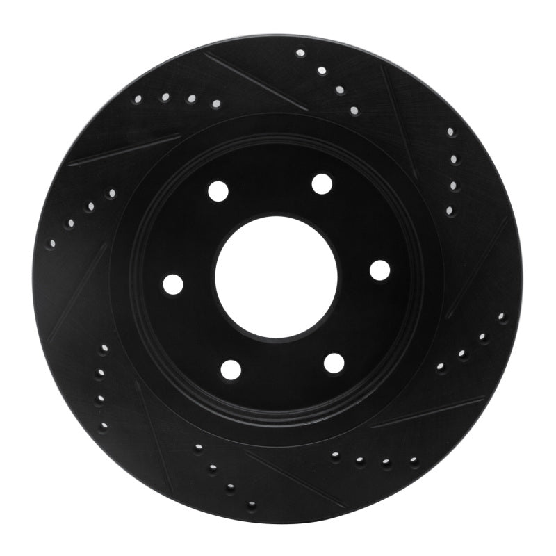 R1 05-07 Infiniti QX56 Front Left Drilled & Slotted Black Brake Rotor