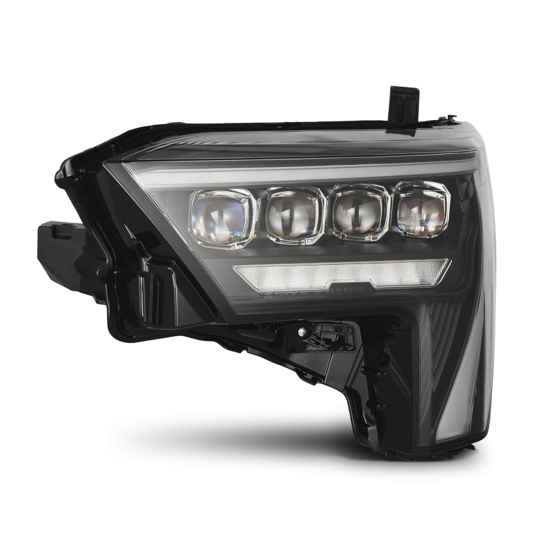 AlphaRex NOVA-Series black headlights for 2022-2023 Toyota Tundra with white daytime running lights.