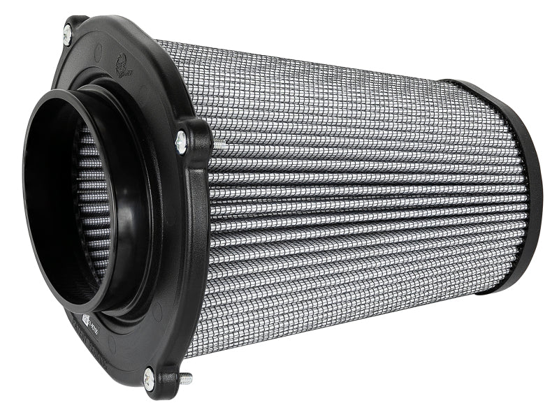 afe QUANTUM replacement air filter with a cylindrical design, featuring a mesh filter element and durable plastic housing.