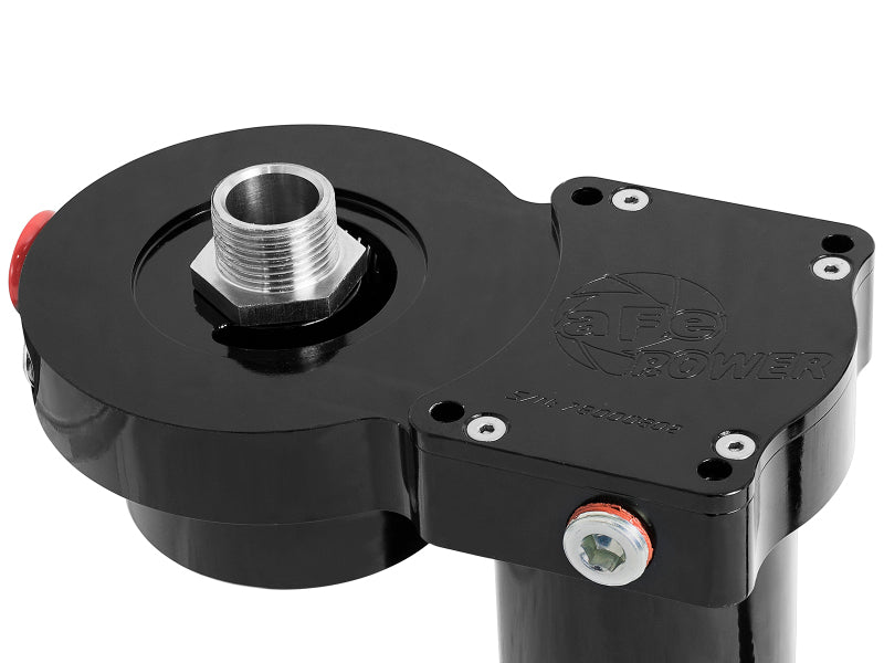AFE DFS780 lift pump for Ford diesel trucks, designed for 2008-2010 V8-6.4L engines, showcasing a sleek black finish.