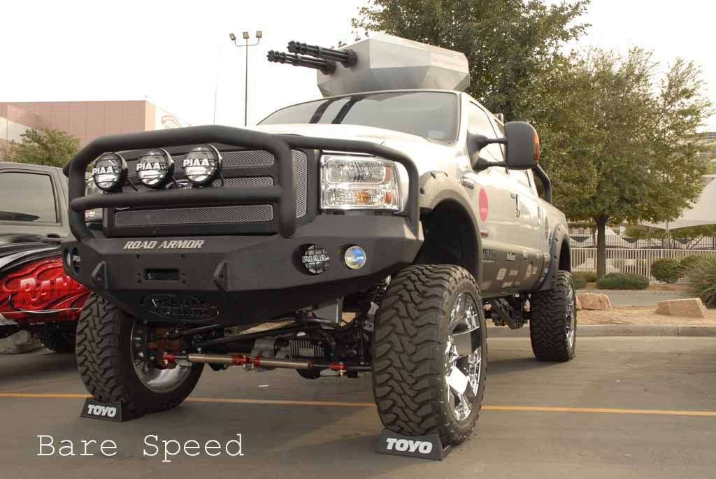 Stealth Front Winch Bumper Lonestar Guard | Round Holes - Texture Black 1999-2004 Ford F-250 F-350 F-450 Excursion