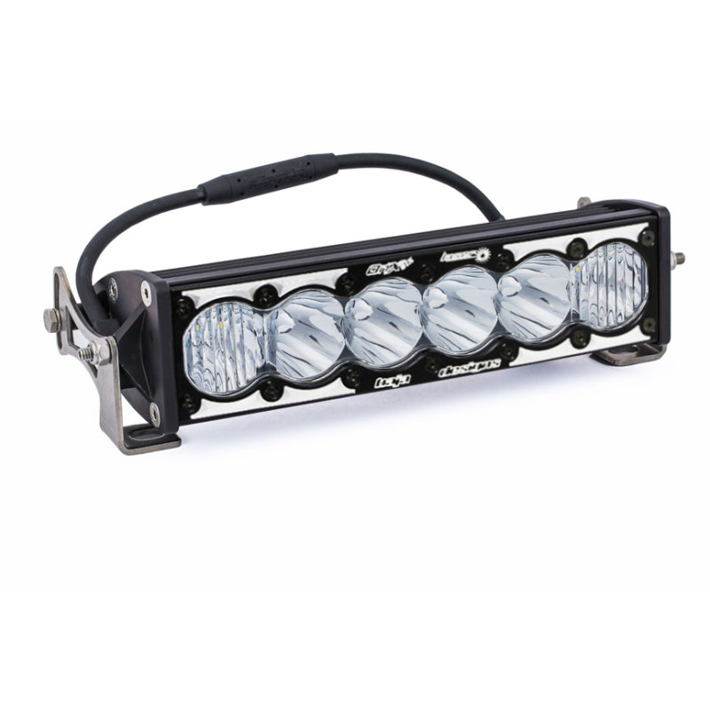Baja Designs OnX6 10-inch hybrid LED and laser light bar with a sleek design and durable mounting bracket.