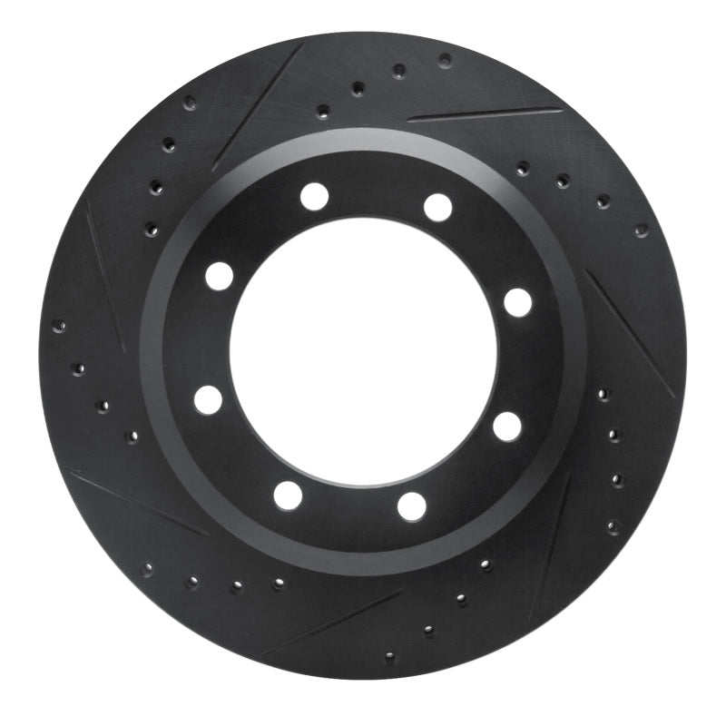 R1 05-12 Ford F-350 Super Duty 4WD Rear Left Drilled & Slotted Black Brake Rotor