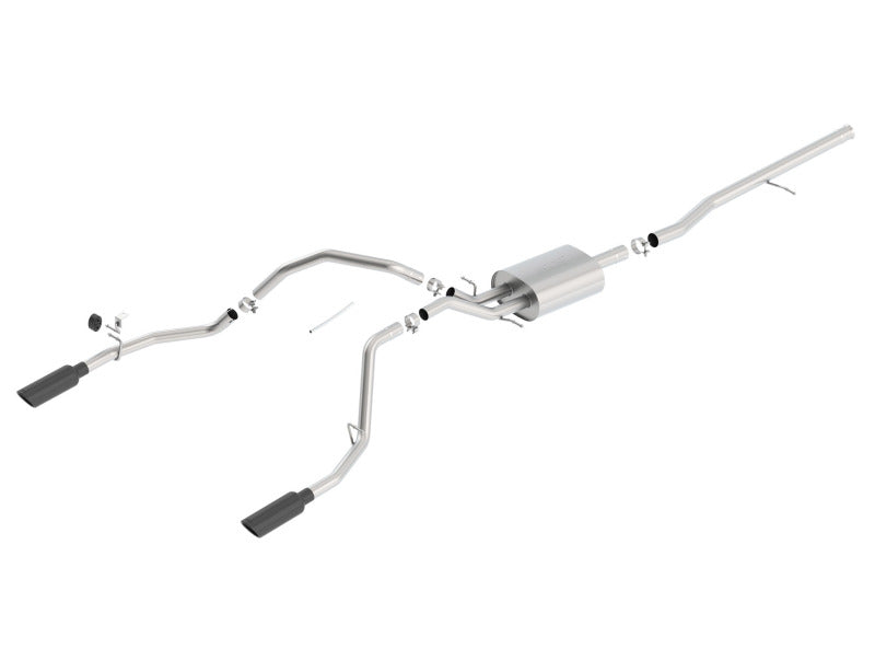 Borla 14 Silv/Sierra 1500 C/B Touring Exh/2.75in in Muffler 2.25inout 4inTIp SS Rear Exit-Blk Chrome