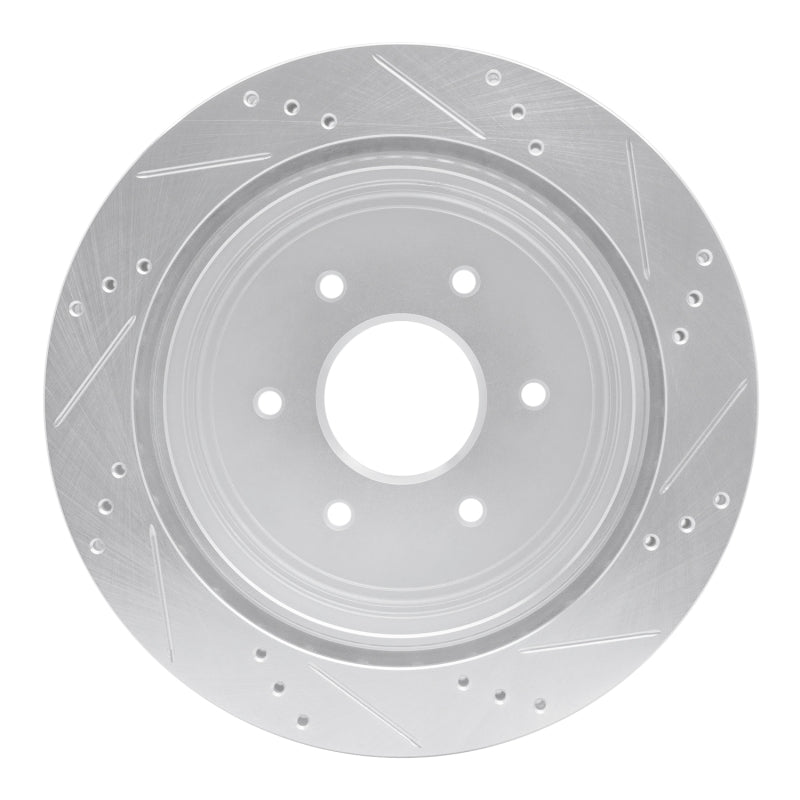 R1 17-24 Nissan Titan Rear Left Drilled & Slotted Silver Brake Rotor