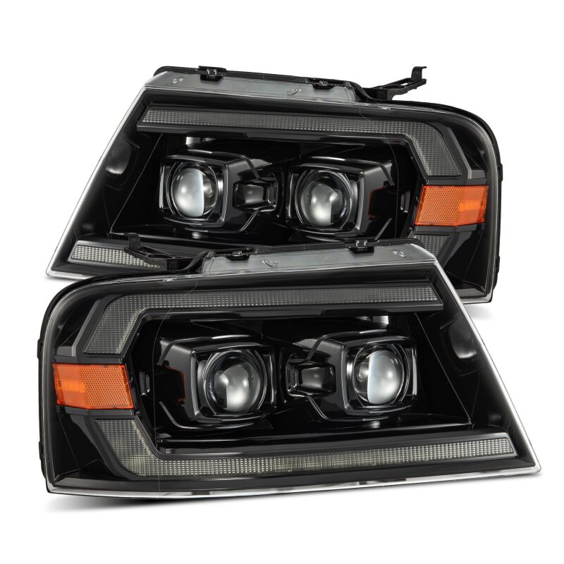 AlphaRex Chrome LUXX Series projector headlights for 2004-2008 Ford F150, featuring a sleek design and enhanced visibility.