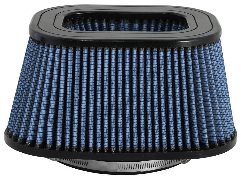 Universal air filter with a blue pleated design, featuring a rectangular shape and dimensions for enhanced airflow.