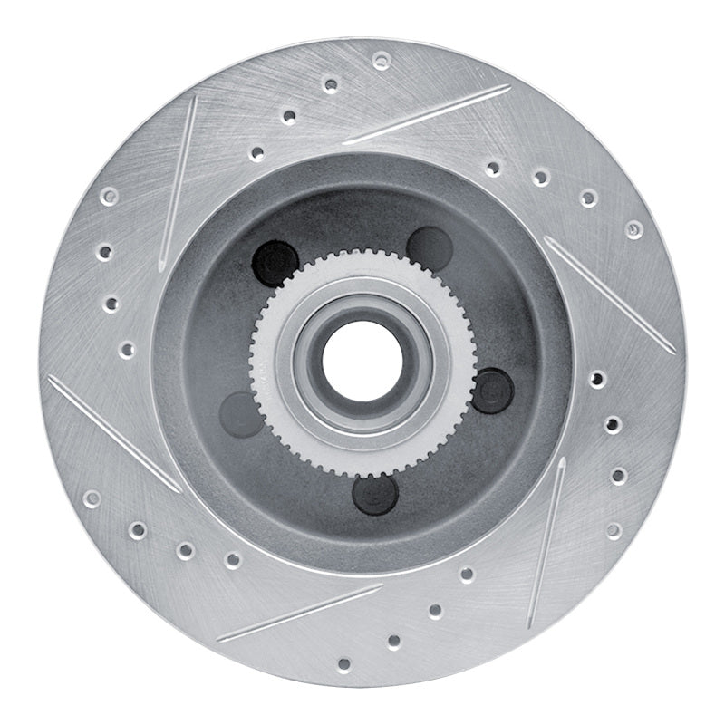 R1 1992-2002 Chevrolet Express 1500 Front Right Drilled & Slotted Silver Brake Rotor
