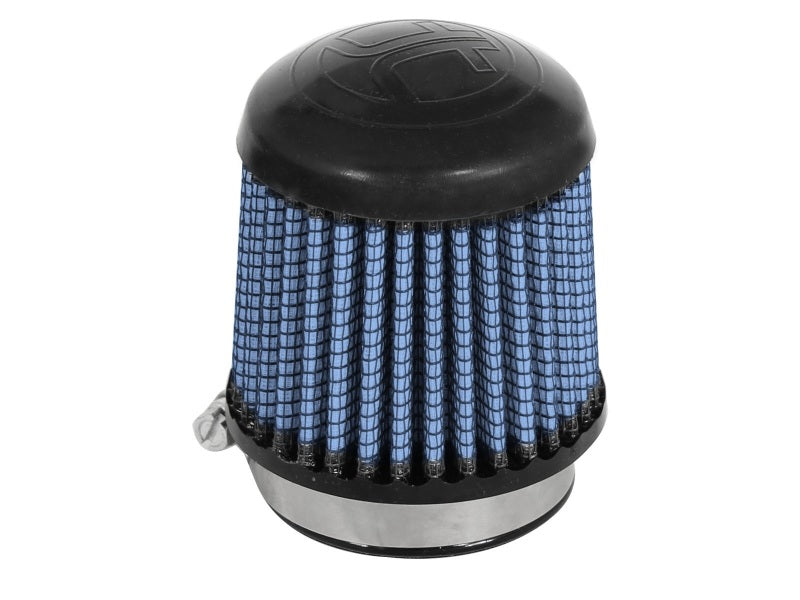 afe Takeda Intake Replacement Air Filter with a blue mesh design, featuring a black top and metal base for enhanced airflow.