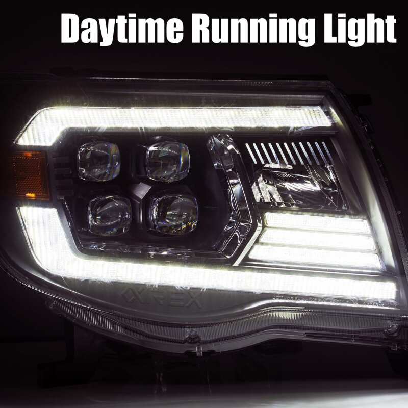 AlphaRex 05-11 Toyota Tacoma NOVA LED Projector Headlights Plank Style Alpha Black w/Actv Light/DRL