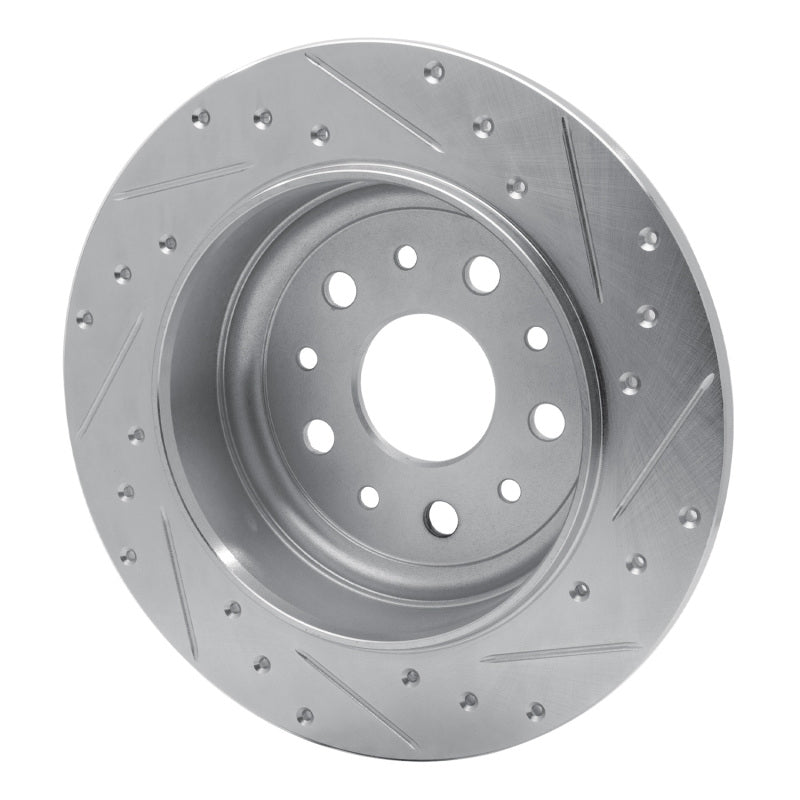 R1 18-25 Jeep Wrangler Rear Left Drilled & Slotted Silver Brake Rotor