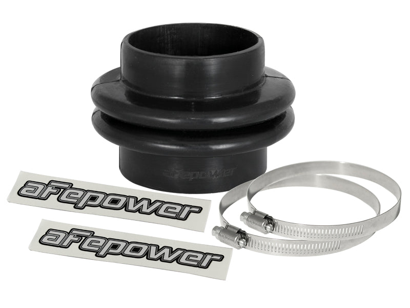 Black afe Magnum FORCE Intake Coupling Kit includes a reducing coupler and two stainless steel hose clamps for secure installation.