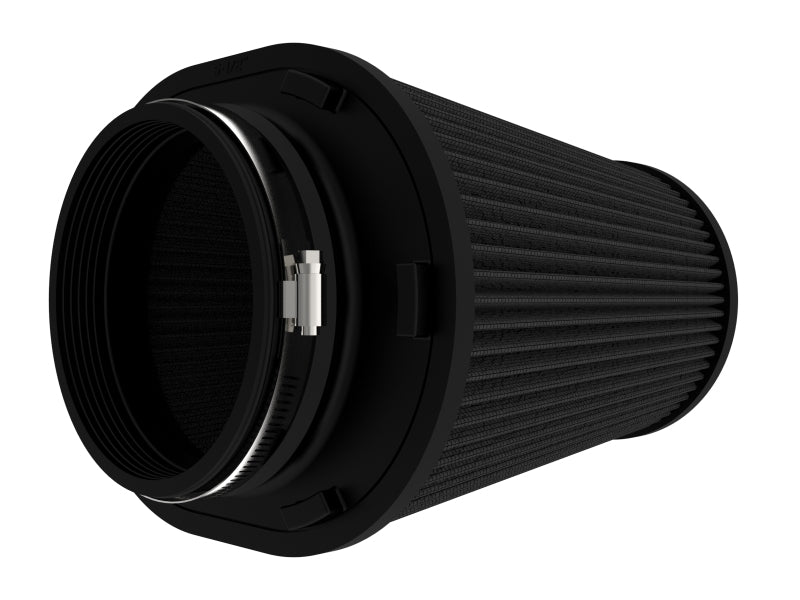 afe Magnum FORCE replacement air filter with inverted design, featuring a black pleated filter element and durable construction.