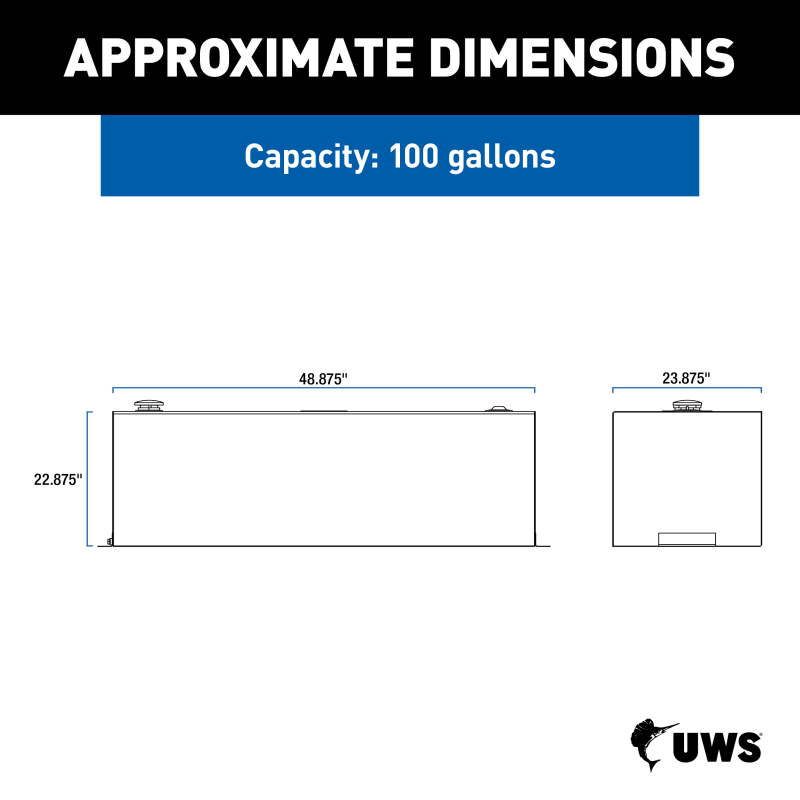 UWS White 100-Gallon Rectangle Steel Transfer Tank Model ST-100-RT-W
