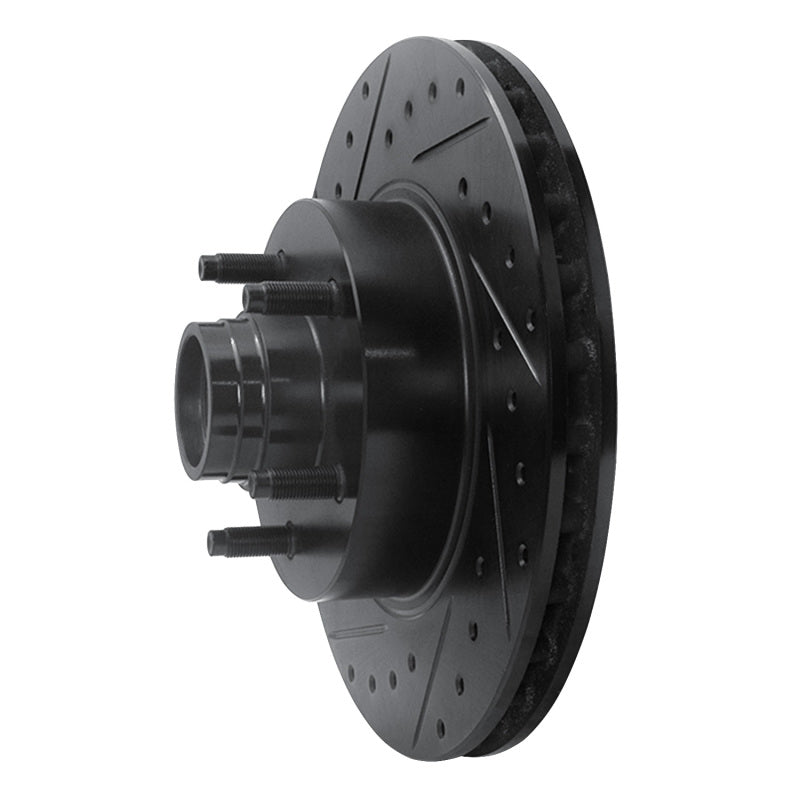 R1 95-11 Ford Explorer Front Left Drilled & Slotted Black Brake Rotor
