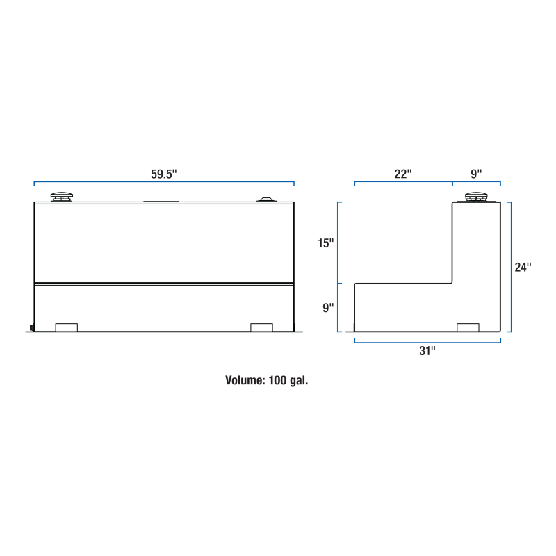 UWS Matte Black 100-Gallon L-Shape Steel Transfer Tank Model ST-100-L-MB