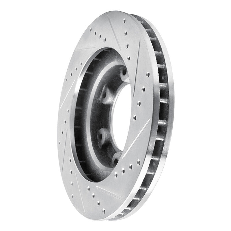 R1 93-97 Lexus LX450 Front Left Drilled & Slotted Silver Brake Rotor