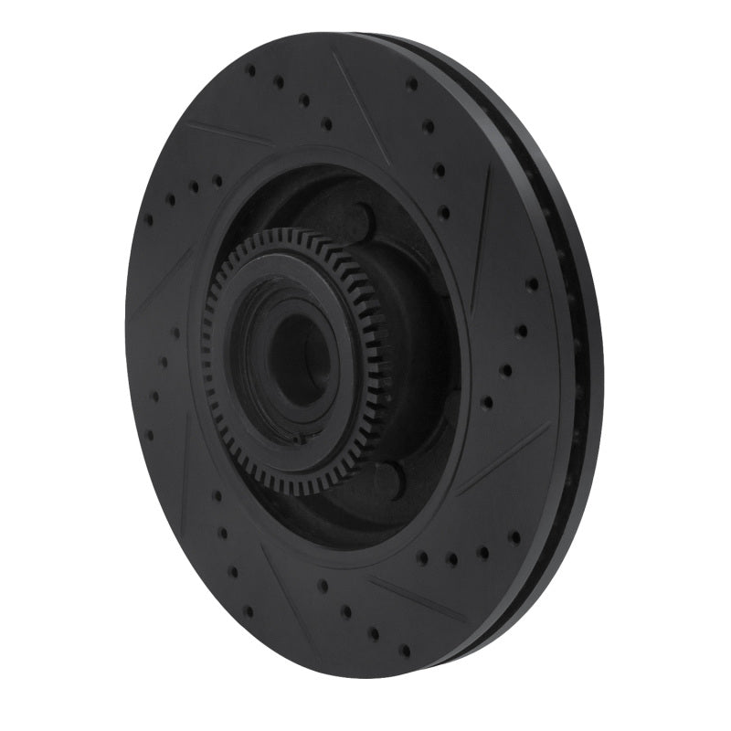 R1 04-08 Ford F-150 RWD Front Left Drilled & Slotted Black Brake Rotor
