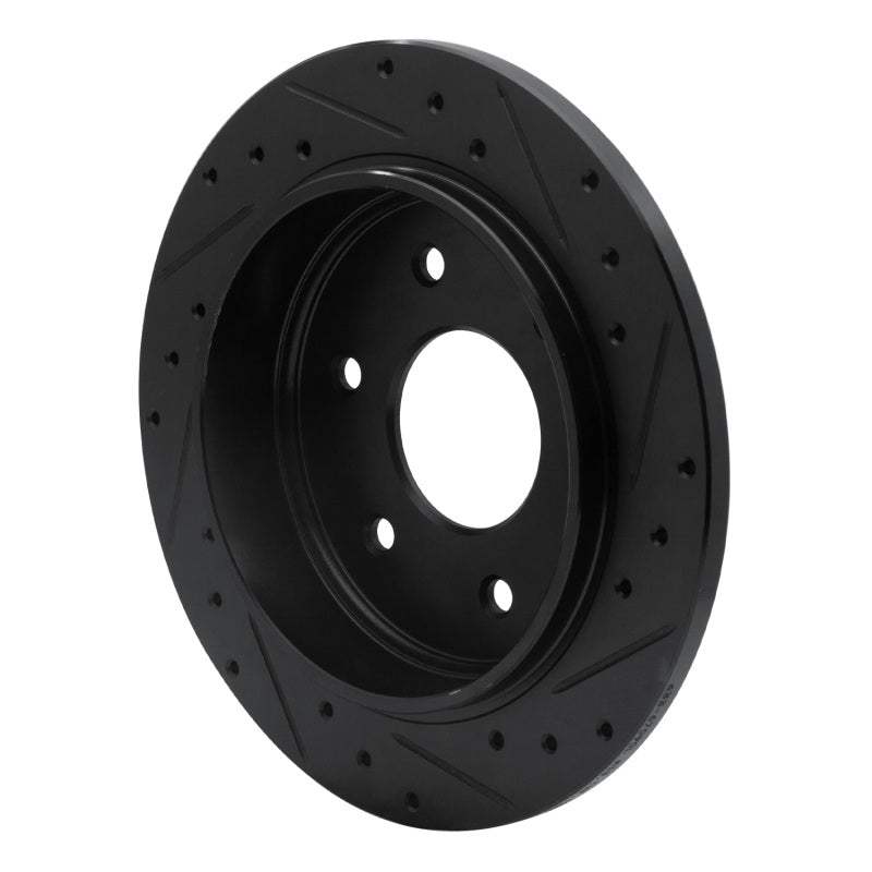 R1 04-15 Infiniti QX56 Rear Left Drilled & Slotted Black Brake Rotor