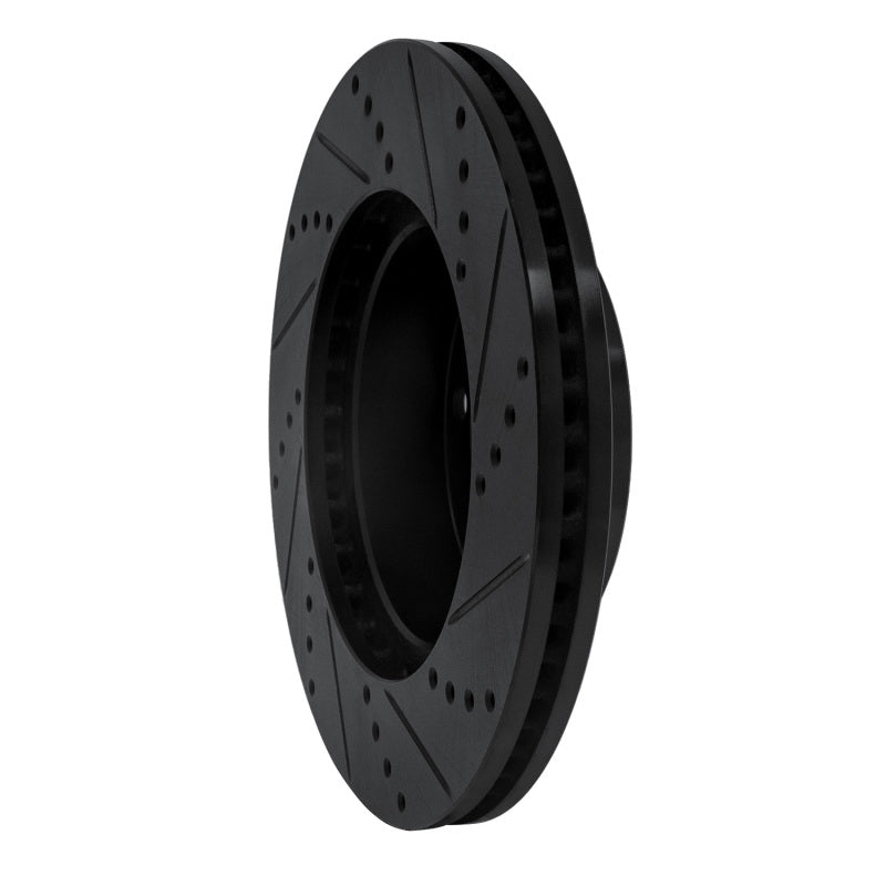 R1 00-07 Toyota TUNDRA Front Left Drilled & Slotted Black Brake Rotor