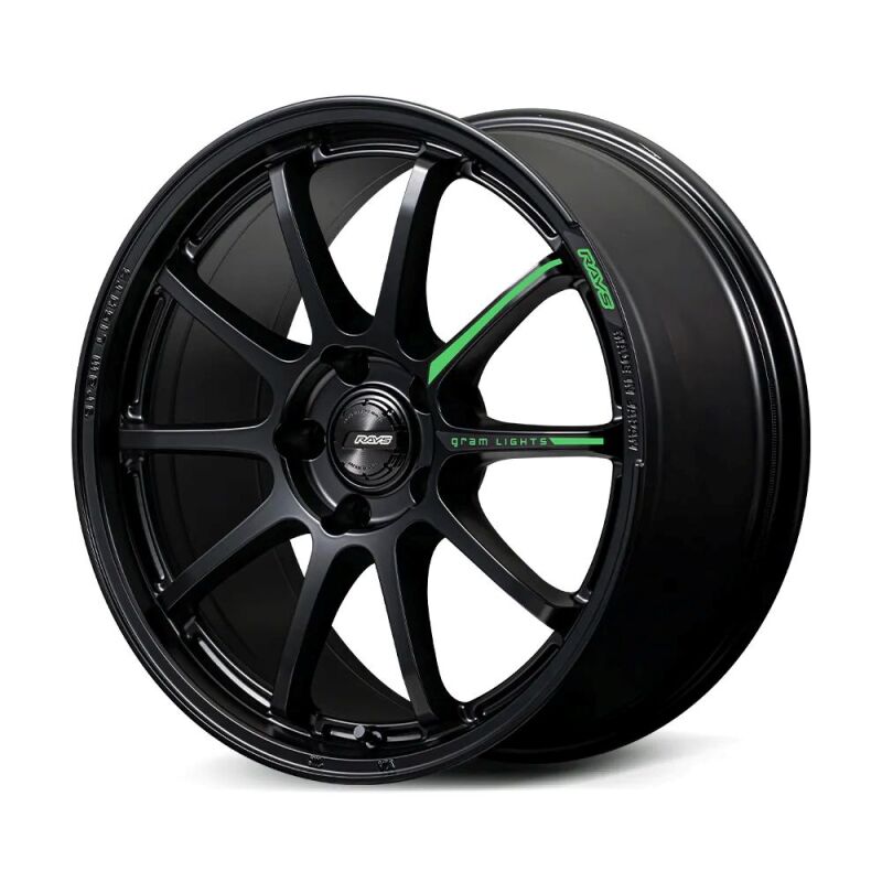 Gram Lights 57NR LIMITED II 18x9.5 +45 5-120 Semigloss Black Wheel w/ Black Cap/Stickers/Air Valve