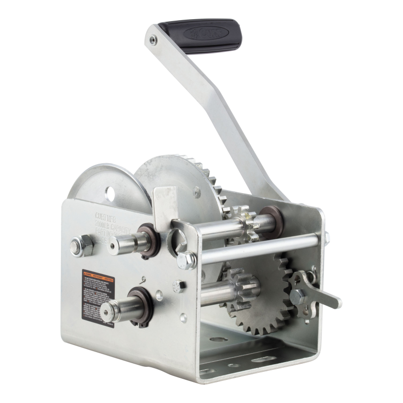 CURT Hand-Crank 2-Speed Winch, 2,000 lbs, 10.25:1 Low Gear Ratio, 10.6" Handle Model 29520