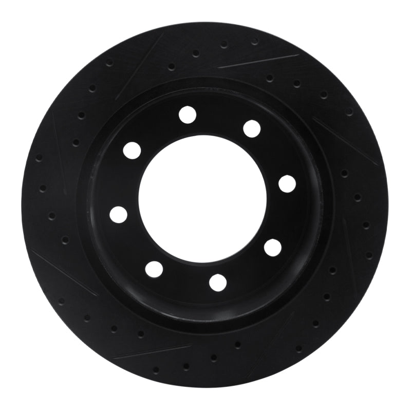 R1 99-20 Chevrolet Express 2500 Rear Right Drilled & Slotted Black Brake Rotor